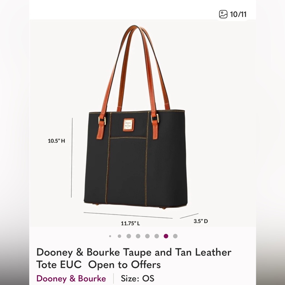 Dooney & Bourke Taupe and Tan Leather Tote EUC Open to Offers For Sale - Picture 9 of 10